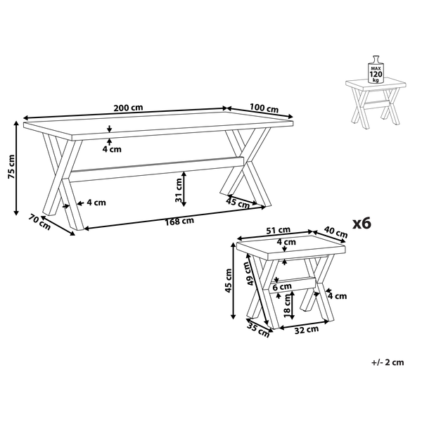 Gartenmöbel Set mit Hockern 6-Sitzer OLBIA Beton Weiß