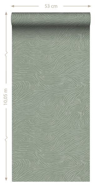 ESTAhome Tapete 3d Wellenförmige Linien Mintgrün - 50 x 900 cm - 139663