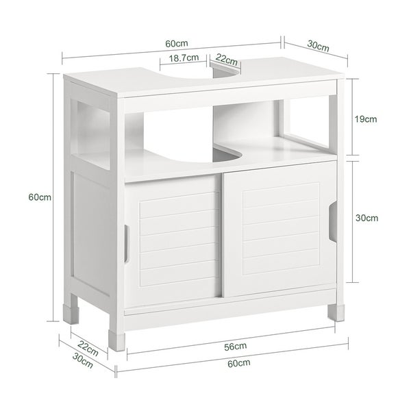 Waschbeckenunterschrank mit den Maßen 60 x 60 x 30 cm und Schiebetüren