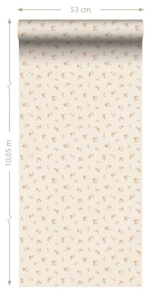 ESTAhome Tapete Blumenmuster Sandbeige - 53 cm x 10.05 m - 139833