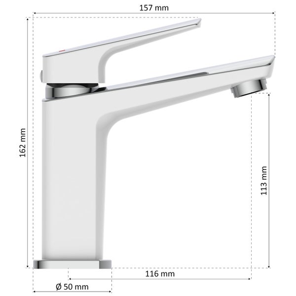 instmaier Waschtischarmatur B2 | hochwertige Mischdüse | Wasserhahn Bad mit Bohrung für Exzentergestänge | Badezimmer Armatur Weiß / Chrom | mit Zentralverschraubung | Für Lochdurchmesser von 35-50mm