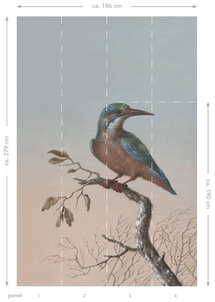 ESTAhome Fototapete Eisvogel auf Zweig Abendrot - 1,86 x 2,79 m - 158888
