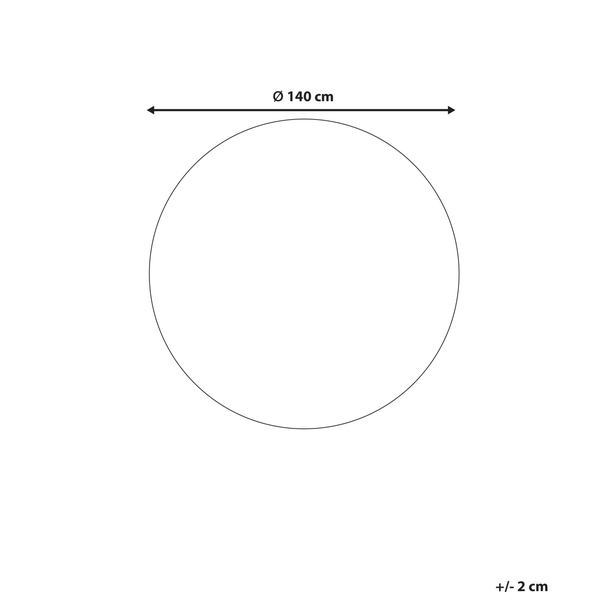Kreisförmiges Produkt mit einem Durchmesser von 140 Zentimeter und einer Toleranz von plus minus 2 Zentimeter.