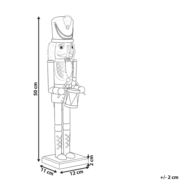 Abbildung eines Nussknackers mit den Maßen 50 mal 12 mal 11 Zentimeter