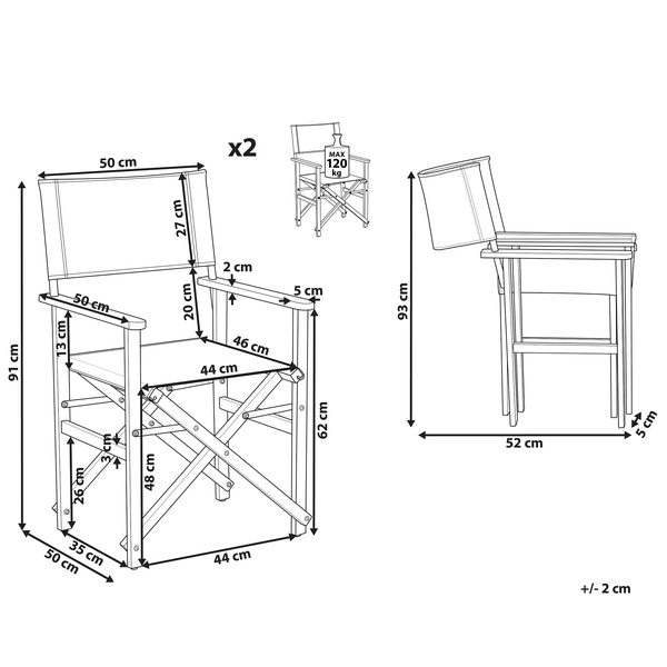 Gartenstuhl 2er Set CINE Akazienholz Grau