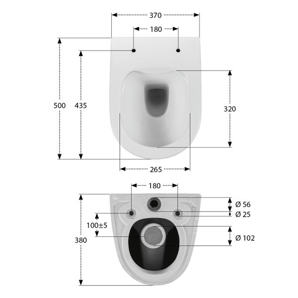aquaSu® Spülrandloses Wand WC Set Levanto, Design Hänge WC, Tiefspüler, Keramik, Abgang waagerecht, Slimline WC-Sitz mit Absenkautomatik, Duroplast Toilettendeckel, Weiß, 045520