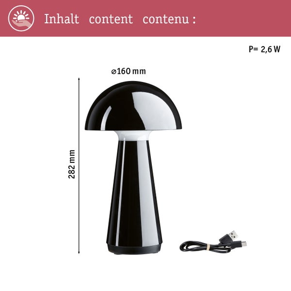 Akkuleuchte 3-Step-Dim Onzo IP44 dimmbar 2700K Schwarz