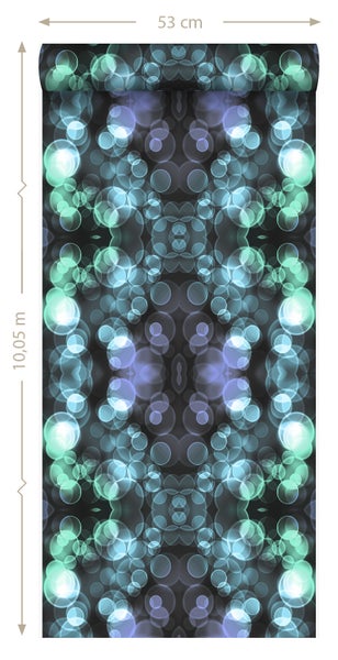 Origin Wallcoverings Tapete Kaleidoskopmuster Hellazurblau und Violett - 53 cm x 10.05 m - 337203