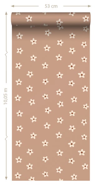 ESTAhome Tapete Gänseblümchen Terrakottarosa - 53 cm x 10.05 m - 131117