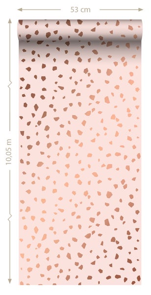 ESTAhome Tapete Terrazzo-Motiv Hellrosa und Roségold - 53 cm x 10.05 m - 139199
