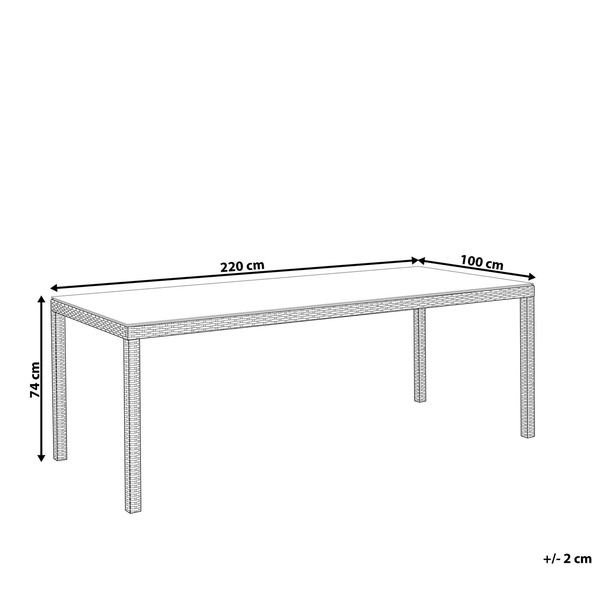 Gartentisch ITALY 220 cm 100 cm Glas Weiß