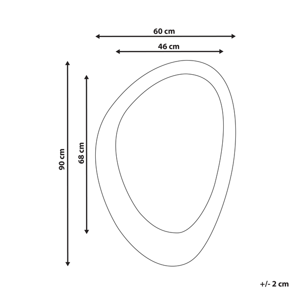Dimensionsdarstellung eines Spiegels, 90 x 60 cm