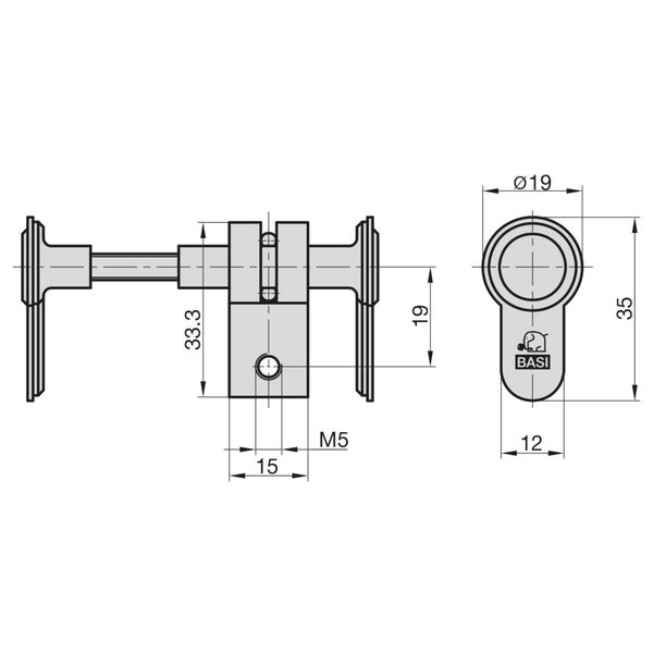 BASI Blindzylinder Variabel BZV 100 FS Individuell einstellbar Einstellbereich 45 - 95 mm Matt vernickelt Für FH-Türen bis T90 geeignet (MPA-Nr. 12003727) Befestigungsschraube inklusive Schwarz/Gold