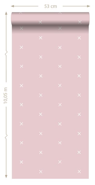 ESTAhome Tapete grafisches Motiv Rosa - 53 cm x 10.05 m - 139069
