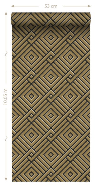 Origin Wallcoverings Tapete 3D grafisches Motiv Gold und Schwarz - 50 x 900 cm - 347979