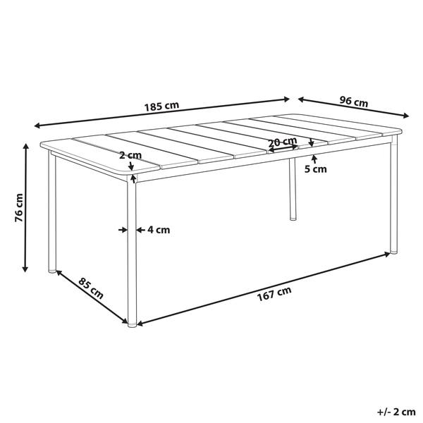Gartentisch FLAVIA 185 cm 96 cm Metall Braun