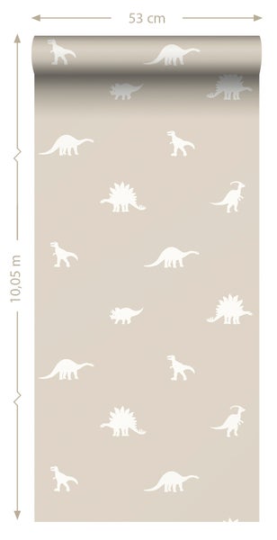 ESTAhome Tapete Dinosaurier Beige - 53 cm x 10.05 m - 139508