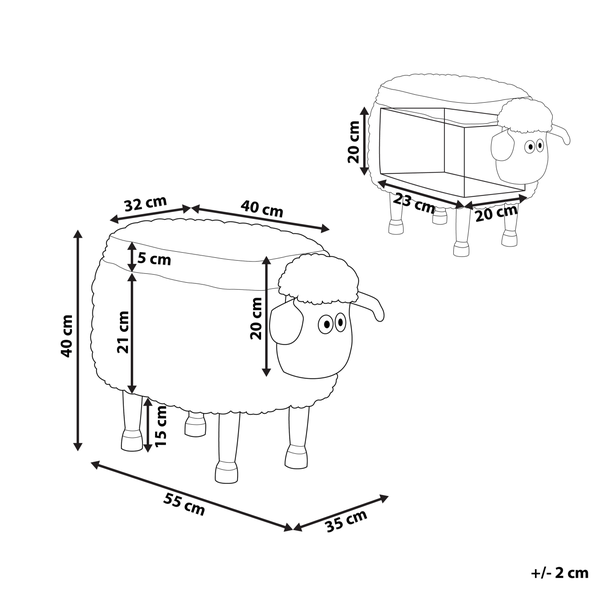 Abmessungen des Schafhockers