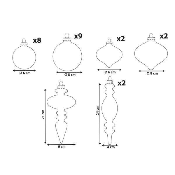 Abmessungen Weihnachtskugeln und Christbaumschmuck