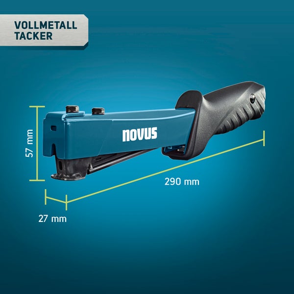 Novus Tools Hammertacker J-044, 6–12 mm Typ G, Premium-Tacker geeignet für Flachdrahtklammern mit Prallplatte für Oberflächenschutz 030-0453