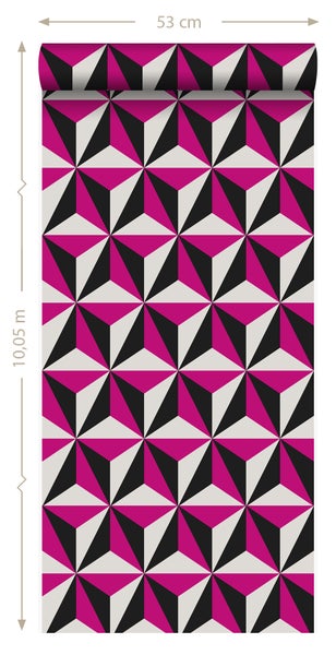 Origin Wallcoverings Tapete 3D-Muster Bonbonrosa - 53 cm x 10.05 m - 347444