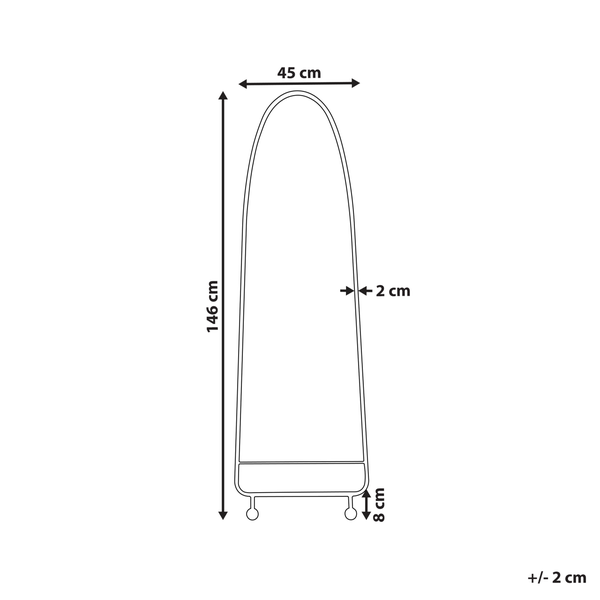 Rückansicht eines rechteckigen Spiegels