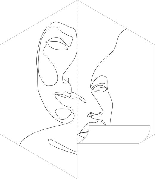 ESTAhome Wandtattoo Line Art Gesichter Schwarz-Weiß - 140 x 161 cm - 159025