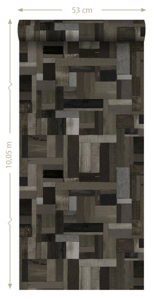 Origin Wallcoverings Tapete Altholz-Motiv Schwarz und Grau - 53 cm x 10.05 m - 337222