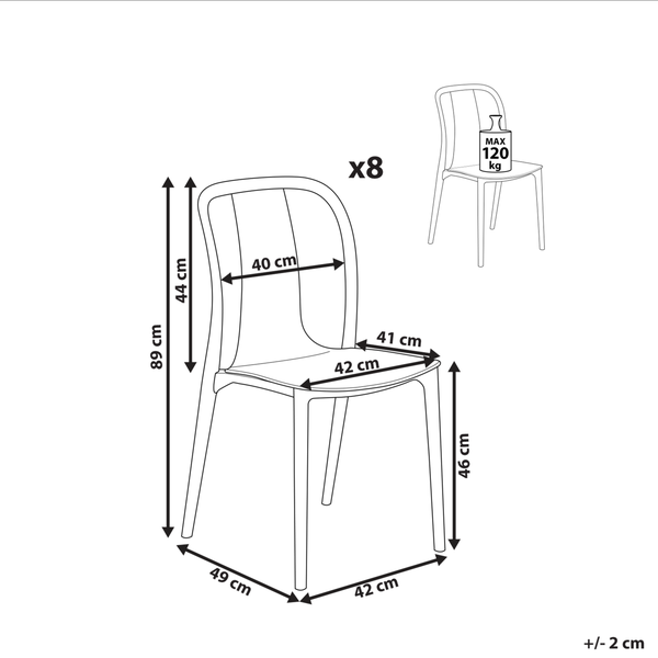 Gartenstuhl 8er Set SPEZIA Grau