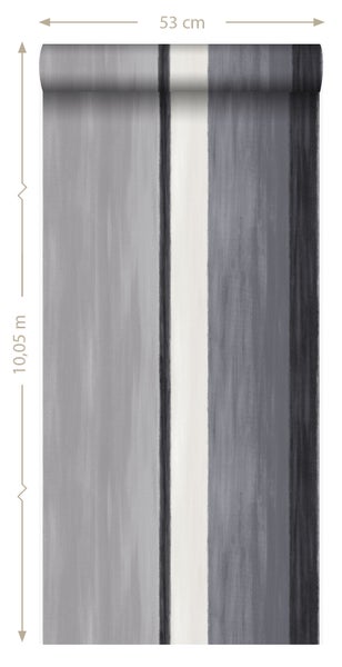 Origin Wallcoverings Tapete Streifen Schwarz und Grau - 53 cm x 10.05 m - 346932