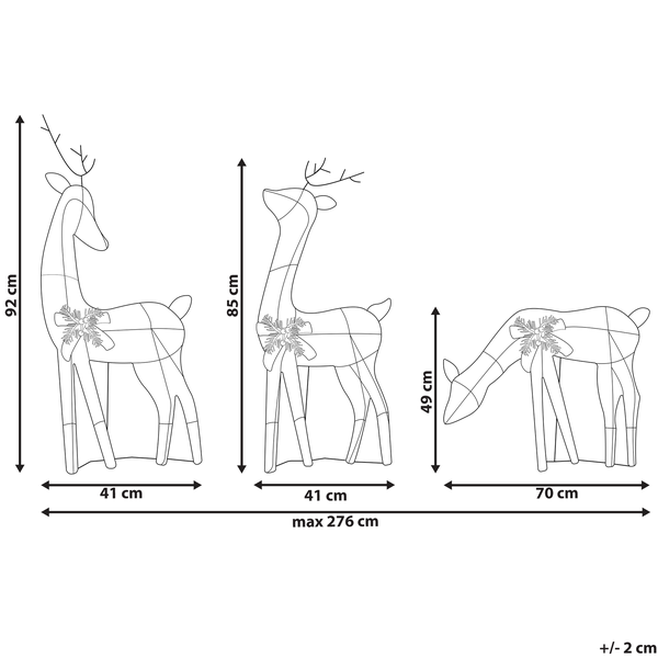 Abmessungen eines dreiteiligen Deko-Rentiersets