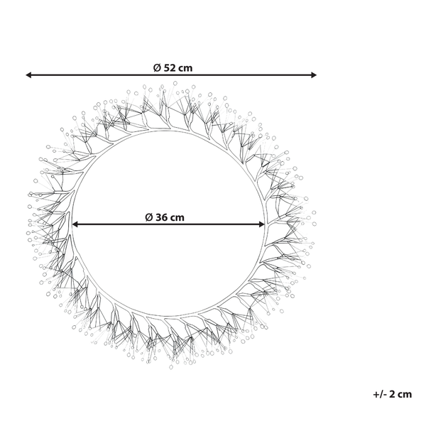 Technische Zeichnung einer Leuchte mit einem Durchmesser von 52 Zentimetern außen und 36 Zentimetern innen