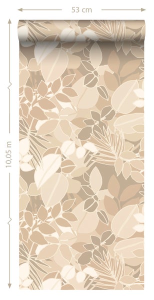 ESTAhome Tapete Blätter Beige - 50 x 900 cm - 139845
