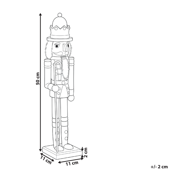 Abmessungen eines Nussknackers: 50 cm Höhe, 11 cm Breite, 11 cm Länge, 2 cm Tiefe