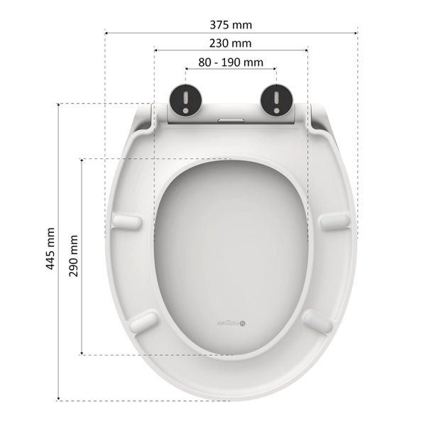instmaier WC Sitz | TÜV geprüft | Toilettendeckel mit Absenkautomatik | Klobrille Weiß | Oval | mit Schnellverschluss | Duroplast