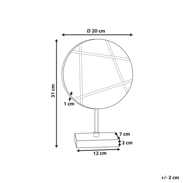 Abmessungen eines runden Dekospiegels