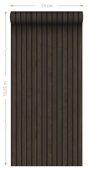 ESTAhome Tapete 3D Holzpaneele Dunkelbraun - 53 cm x 10.05 m - 139610