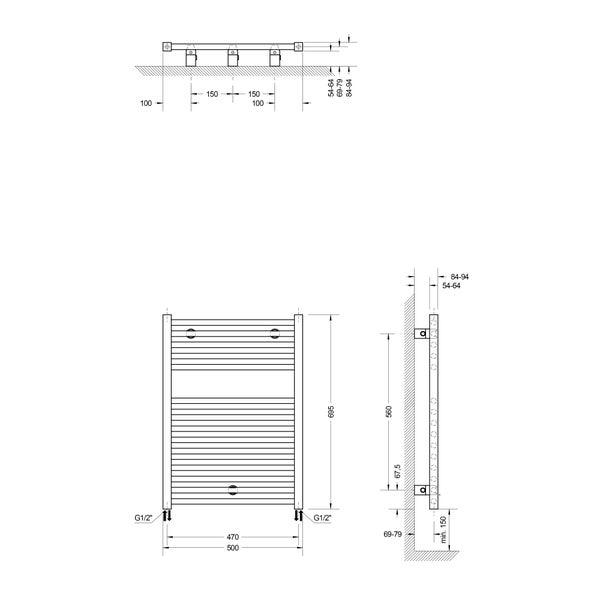 Badheizkörper Schulte Turbo 695x500 mm mattschwarz, EP0690 68
