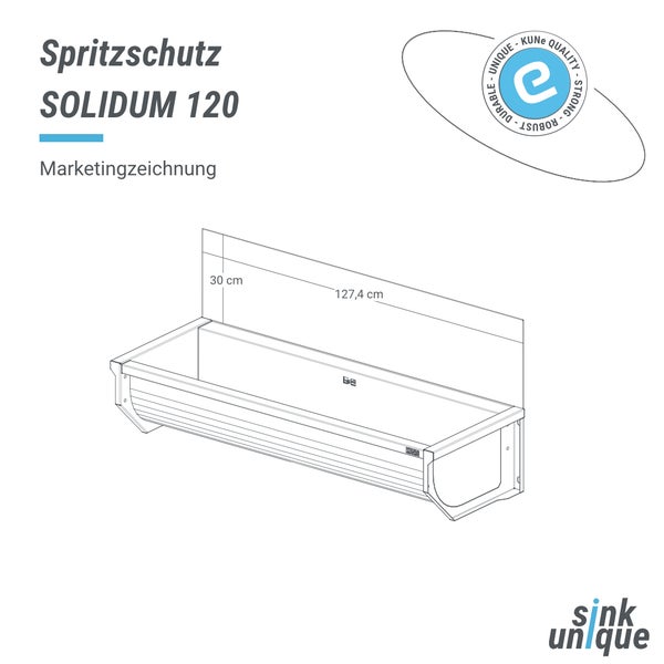 SOLIDUM 120 Spritzschutz technische Zeichnung mit Maßangaben