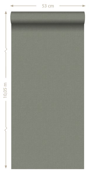 ESTAhome Tapete Leinen-Optik Olivgrün - 53 cm x 10.05 m - 148746