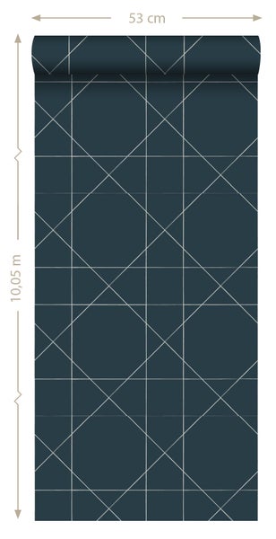 ESTAhome Tapete grafische Linien Dunkelblau - 53 cm x 10.05 m - 139093