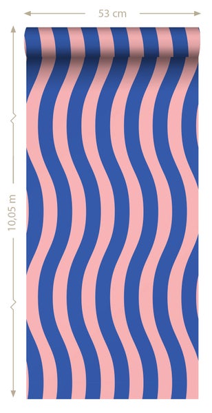 Tapetenrolle mit Wellenmuster, 53 cm breit und 10,05 m lang