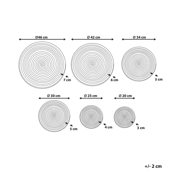 Wanddeko-Set HOABINH Seegras 3/4/5/5/6/7 cm Bunt