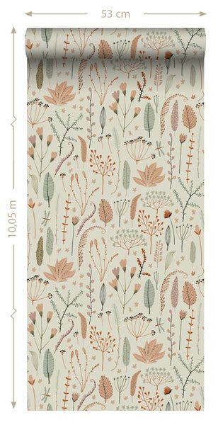 ESTAhome Tapete Feldblumen Graublau - 50 x 900 cm - 131164