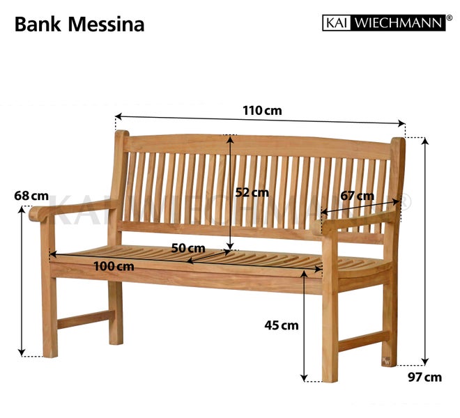 Gartenbank Teakholz 2-Sitzer 110 cm Teak Gartenbank für Terrasse Garten Balkon