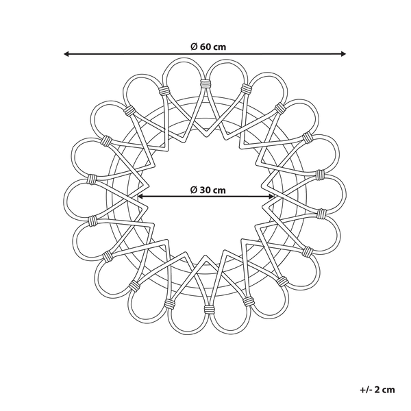 Wandspiegel BABAI 60 cm 60 cm Rattan Naturfarben