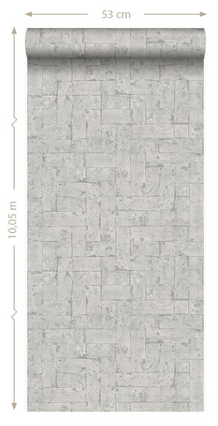 Origin Wallcoverings Tapete Backstein-Optik Hellgrau - 53 cm x 10.05 m - 347570
