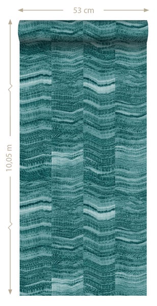 Origin Wallcoverings Tapete Zick-Zack-Mamorstreifen Petrolblau - 53 cm x 10.05 m - 337249