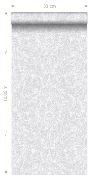 Origin Wallcoverings Tapete Ornamente Hellgrau - 53 cm x 10.05 m - 347305