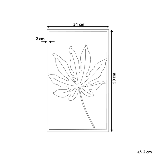 Abbildung einer Wanddekoration mit Blattmotiv, circa 31 cm breit und 50 cm hoch